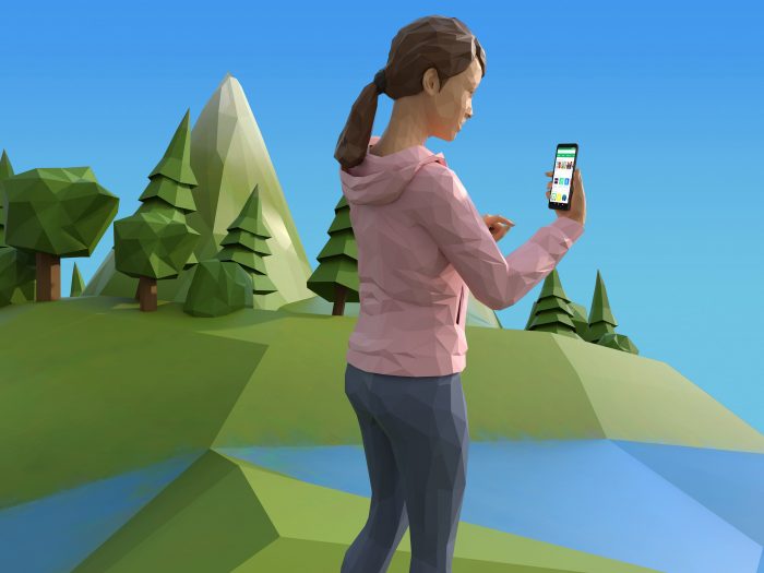 Google Play Cover, woman with phone
